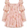 Sancia Mini-Kleid im englischen Vintage-Stil mit Rosenprint und Puffärmeln Sancia Mini-Kleid im englischen Vintage-Stil mit Rosenprint und Puffärmeln