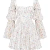 Sancia Weißes Mini-Kleid mit Puffärmeln und Posy-Print Sancia Weißes Mini-Kleid mit Puffärmeln und Posy-Print