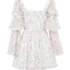 Sancia Weißes Mini-Kleid mit Puffärmeln und Posy-Print Sancia Weißes Mini-Kleid mit Puffärmeln und Posy-Print