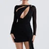 Santa Black Glitter Cutout Mini Kleid Santa Black Glitter Cutout Mini Kleid