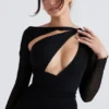 Santa Black Glitter Cutout Mini Kleid Santa Black Glitter Cutout Mini Kleid