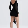 Santa Black Glitter Cutout Mini Kleid Santa Black Glitter Cutout Mini Kleid