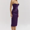 Santana Grape Satin-Midi-Kleid ohne Träger Santana Grape Satin-Midi-Kleid ohne Träger