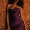 Santana Grape Satin-Midi-Kleid ohne Träger Santana Grape Satin-Midi-Kleid ohne Träger