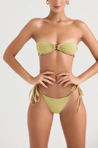 Santorini Bikinis mit Olivgrünen Unterteilen mit seitlichen Bändern
