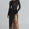 Sapphira – Asymmetrisches Maxikleid aus schwarzer Spitze – Limited Edition Sapphira – Asymmetrisches Maxikleid aus schwarzer Spitze – Limited Edition