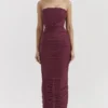 Sapphire Weinrot gerafftes Maxikleid Sapphire Weinrot gerafftes Maxikleid