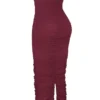 Sapphire Weinrot gerafftes Maxikleid Sapphire Weinrot gerafftes Maxikleid