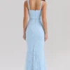 Sarai – Blaues Godet-Maxikleid aus Spitze Sarai – Blaues Godet-Maxikleid aus Spitze