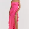 Sarina Fuchsia Rüschen-Maxikleid Sarina Fuchsia Rüschen-Maxikleid