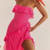 Sarina Fuchsia Rüschen-Maxikleid Sarina Fuchsia Rüschen-Maxikleid