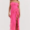 Sarina Fuchsia Rüschen-Maxikleid Sarina Fuchsia Rüschen-Maxikleid