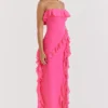 Sarina Fuchsia Rüschen-Maxikleid Sarina Fuchsia Rüschen-Maxikleid