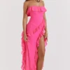 Sarina Fuchsia Rüschen-Maxikleid Sarina Fuchsia Rüschen-Maxikleid