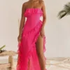 Sarina Fuchsia Rüschen-Maxikleid Sarina Fuchsia Rüschen-Maxikleid
