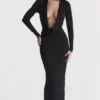 Saskia Schwarzes drapiertes Maxikleid Saskia Schwarzes drapiertes Maxikleid