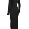 Saskia Schwarzes drapiertes Maxikleid Saskia Schwarzes drapiertes Maxikleid