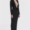 Saskia Schwarzes drapiertes Maxikleid Saskia Schwarzes drapiertes Maxikleid