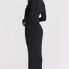Saskia Schwarzes drapiertes Maxikleid Saskia Schwarzes drapiertes Maxikleid