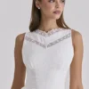 Scarlett Weißes Minikleid aus Baumwolle mit Stickerei und Spitzenbesatz