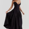 Schwarzes, trägerloses Midi-Kleid „Lady“ Schwarzes, trägerloses Midi-Kleid „Lady“