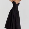 Schwarzes, trägerloses Midi-Kleid „Lady“ Schwarzes, trägerloses Midi-Kleid „Lady“