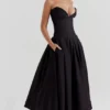 Schwarzes, trägerloses Midi-Kleid „Lady“ Schwarzes, trägerloses Midi-Kleid „Lady“