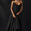 Schwarzes, trägerloses Midi-Kleid „Lady“ Schwarzes, trägerloses Midi-Kleid „Lady“