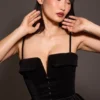 Selina – Mini-Kleid aus schwarzem Samt und Tüll Selina – Mini-Kleid aus schwarzem Samt und Tüll