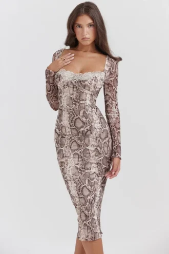 Seraphina Korsetts-Kleid mit Schlangenprint