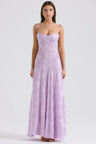 Seren Orchid Maxikleid mit Blumenmuster und Spitzenrücken