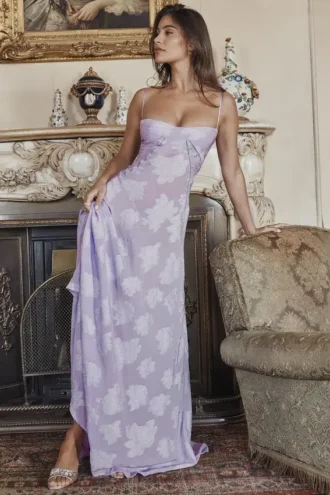 Seren Orchid Maxikleid mit Blumenmuster und Spitzenrücken