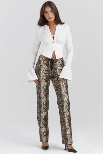 Serina Hose aus veganem Leder mit Schlangenprint