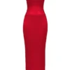 Shani Rotes Satin-Korsetts-Maxikleid Shani Rotes Satin-Korsetts-Maxikleid