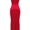 Shani Rotes Satin-Korsetts-Maxikleid Shani Rotes Satin-Korsetts-Maxikleid