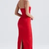 Shani Rotes Satin-Korsetts-Maxikleid Shani Rotes Satin-Korsetts-Maxikleid