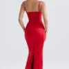 Shani Rotes Satin-Korsetts-Maxikleid Shani Rotes Satin-Korsetts-Maxikleid