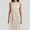 Shayla Vintage Midi-Kleid in Creme Shayla Vintage Midi-Kleid in Creme