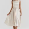 Shayla Vintage Midi-Kleid in Creme Shayla Vintage Midi-Kleid in Creme