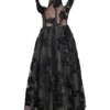 Sianna – Schwarzes Midi-Korsetts-Kleid aus besticktem Tüll Sianna – Schwarzes Midi-Korsetts-Kleid aus besticktem Tüll