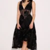 Sianna – Schwarzes Midi-Korsetts-Kleid aus besticktem Tüll Sianna – Schwarzes Midi-Korsetts-Kleid aus besticktem Tüll
