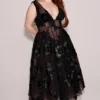 Sianna – Schwarzes Midi-Korsetts-Kleid aus besticktem Tüll Sianna – Schwarzes Midi-Korsetts-Kleid aus besticktem Tüll