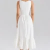 Sienna – Weißes Midi-Kleid aus Stretch-Baumwolle mit Schnürung Sienna – Weißes Midi-Kleid aus Stretch-Baumwolle mit Schnürung