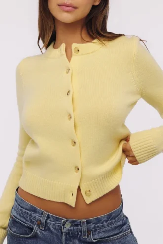 Signature Lemon Kaschmir- und Merinowolle-Strickjacke