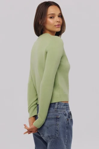 Signature Matcha Kaschmir + Merinowolle-Strickjacke