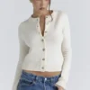 Signature Strickjacke aus Elfenbein-Kaschmir und Merinowolle Signature Strickjacke aus Elfenbein-Kaschmir und Merinowolle