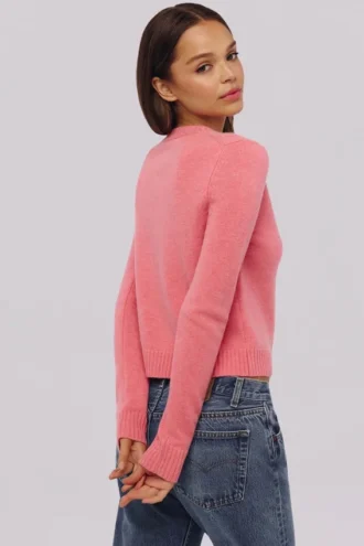 Signature-Strickjacke aus Kaschmir und Merinowolle in Himbeer
