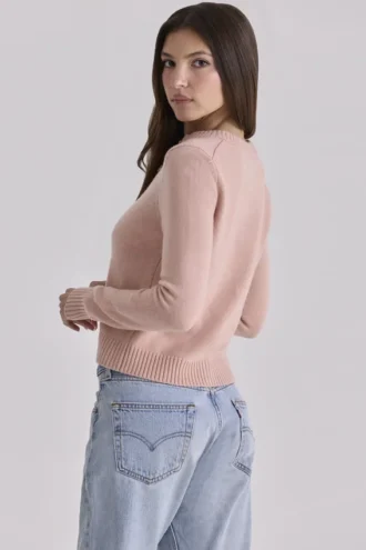 Signature Strickjacke aus Pfirsichfarbenem Kaschmir und Merinowolle