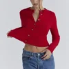 Signature Strickjacke aus rotem Kaschmir und Merinowolle Signature Strickjacke aus rotem Kaschmir und Merinowolle