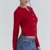 Signature Strickjacke aus rotem Kaschmir und Merinowolle Signature Strickjacke aus rotem Kaschmir und Merinowolle